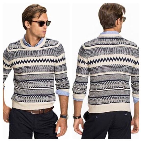 Gant Rugger The Jacquard Sweater Cream/Marine - Picture 1 of 9